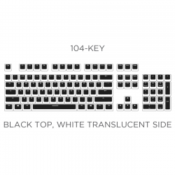 PBT Double Shot 104-key Black Top White Translucent Side Wall Backlight Keycap Set